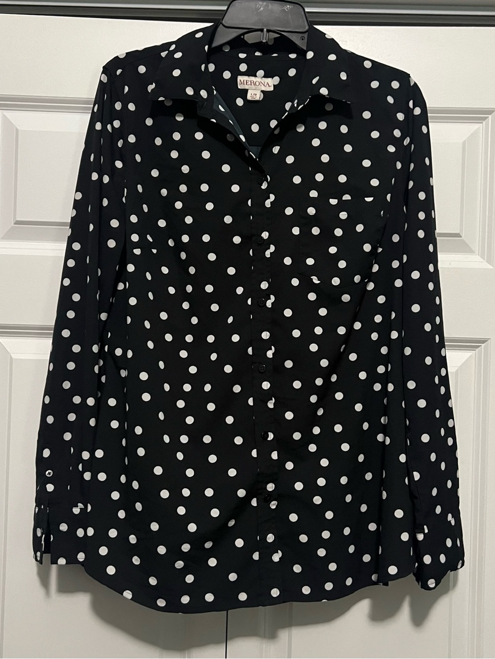 Merona Black Polka Dot Button-Up Blouse